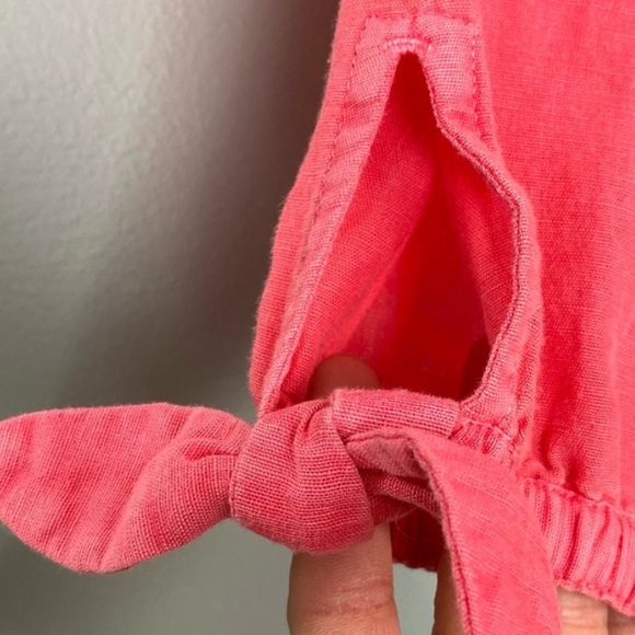 NWT VINEYARD VINES Chambray Embroidered Tie Sleeve Top In Paradise Pink XL - Picture 9 of 12